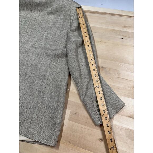 VTG Stafford 44R 100% Silk Tweed Beige Cream Weave Blazer Jacket Coat - Picture 5 of 9